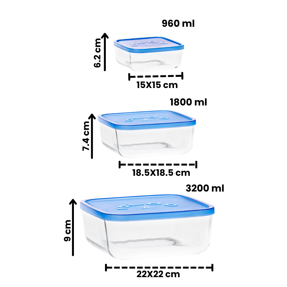 Igloo - Contenedor Cuadrado de Vidrio con Tapa.