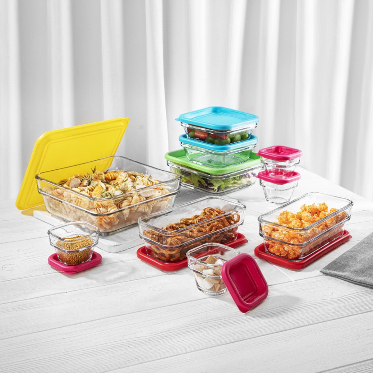 Set De 10 Contenedores De Vidrio Con Tapa