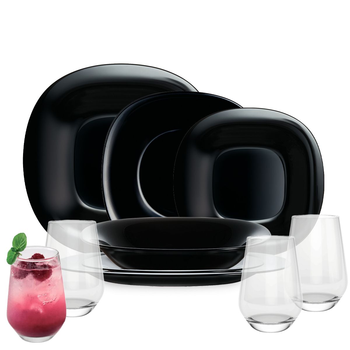 Carine - Vajilla De 16 Pzas con Vasos