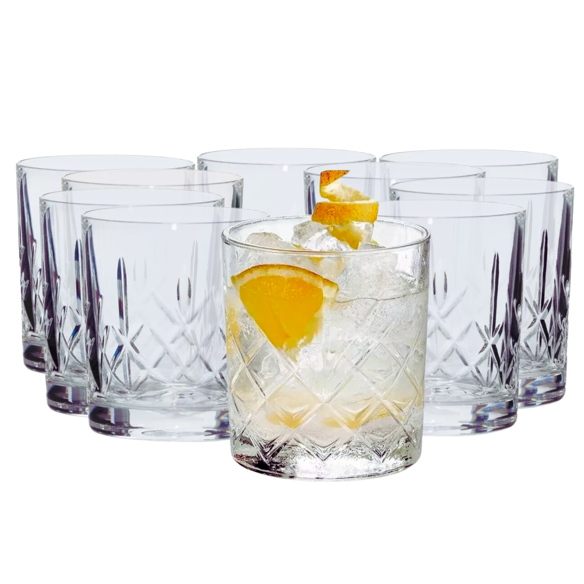 Eternal - Juego De 12 Vasos De Vidrio Tipo Cortado