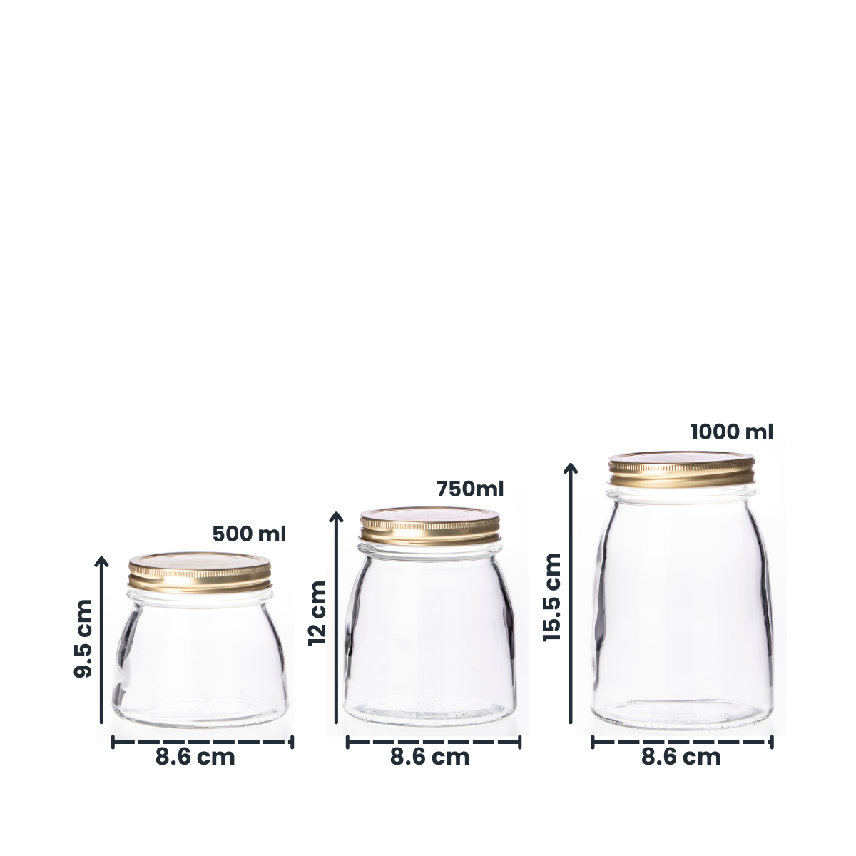 Flexy - Contenedor De Vidrio Con Tapa Dorada.