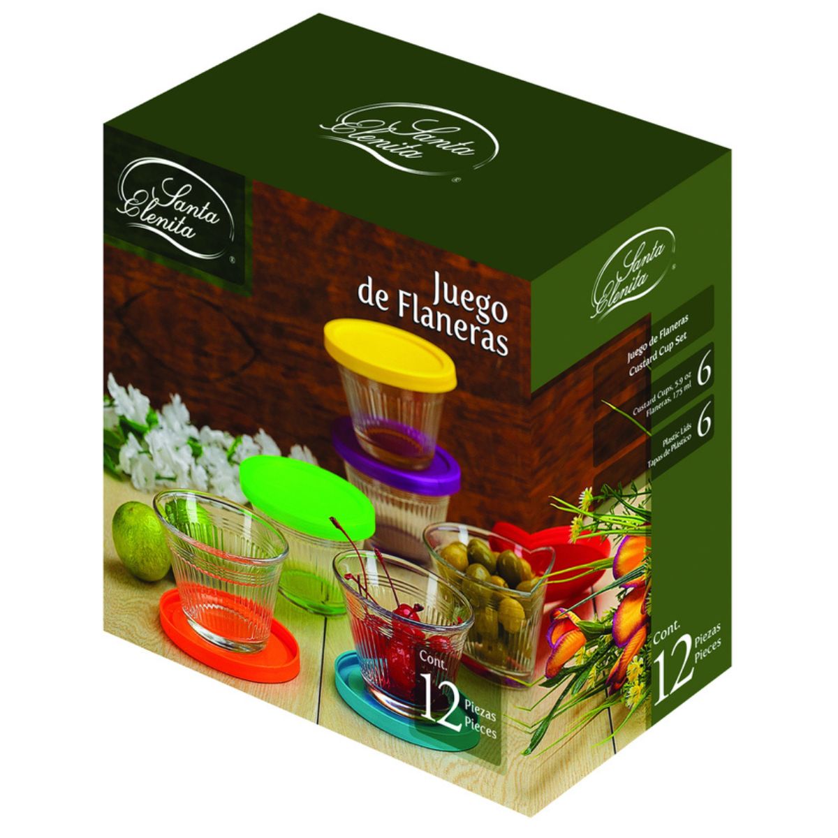 Santa Elenita - Set De 6 Contenedores De Vidrio Con Tapa