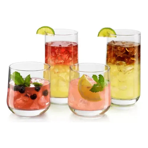 Koba - Juego De 8 Vasos De Vidrio, Altos y Bajos