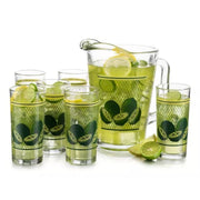 Verde - Juego 6 De Vasos De Vidrio con Jarra