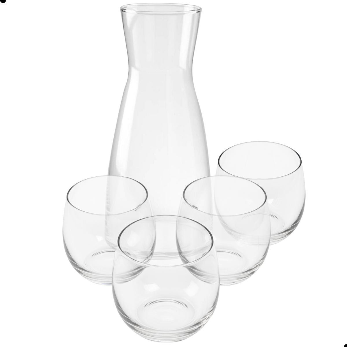 Torino - Set de Jarra De Vidrio 1 Lt y 4 Vasos De 400 ml