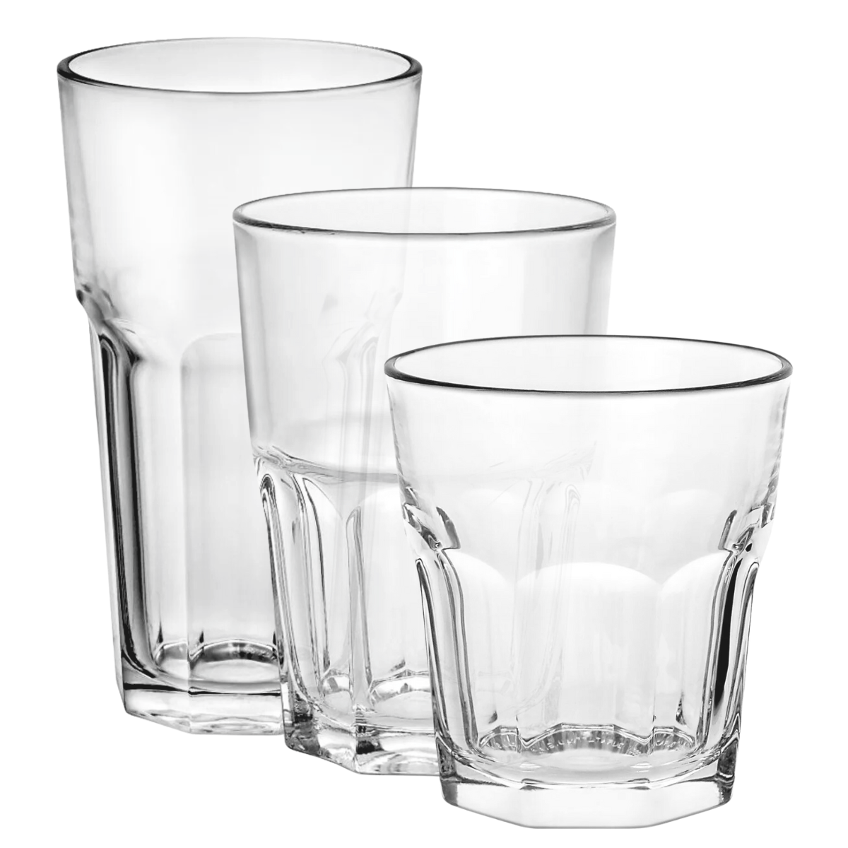 London - Set De 18 Vasos De Vidrio Altos Y Bajos