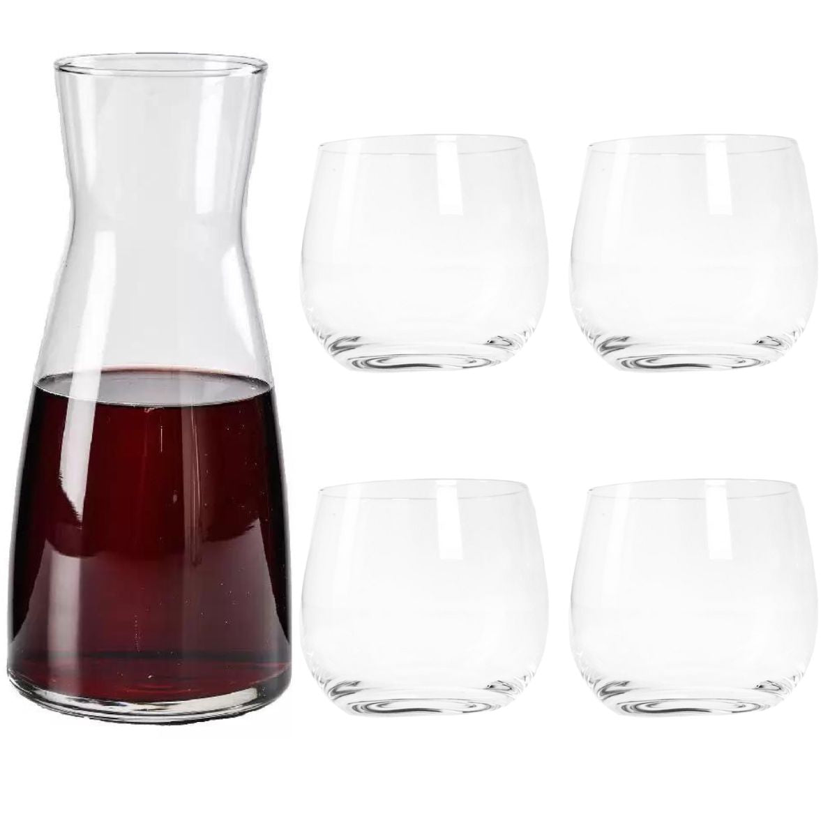 Torino - Set de Jarra De Vidrio 1 Lt y 4 Vasos De 400 ml
