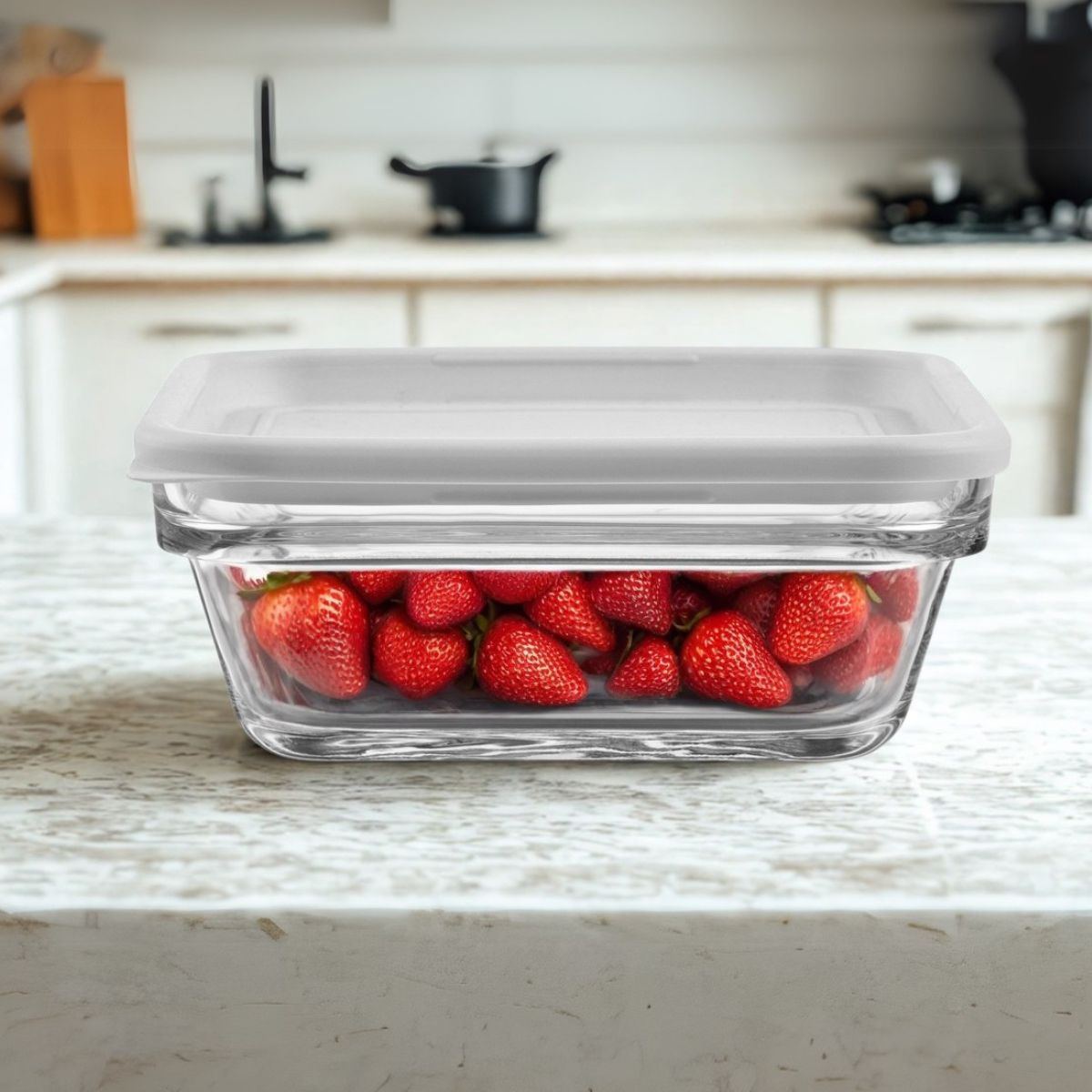 Set De 4 Contenedores De Vidrio Con Tapa