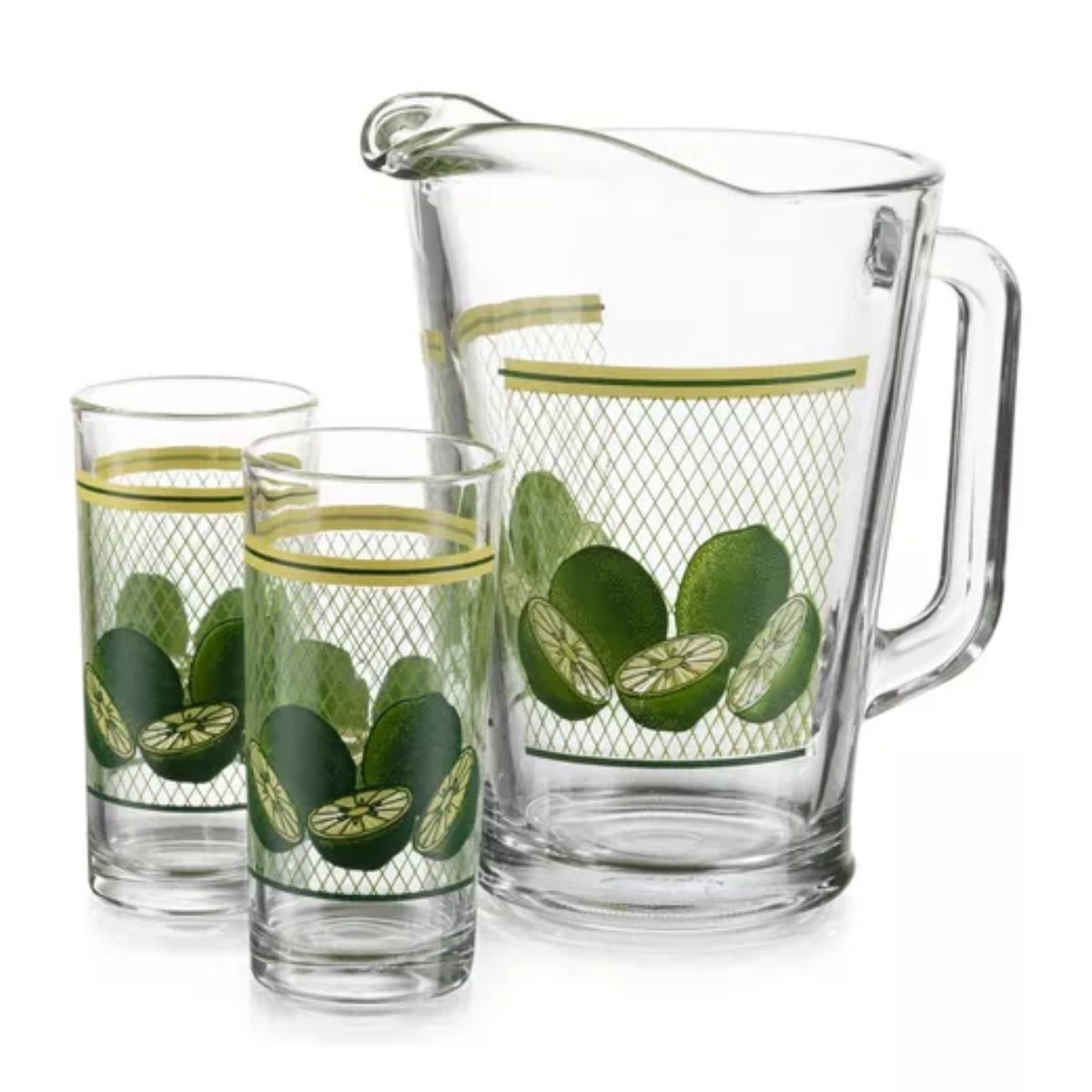 Verde - Juego 6 De Vasos De Vidrio con Jarra