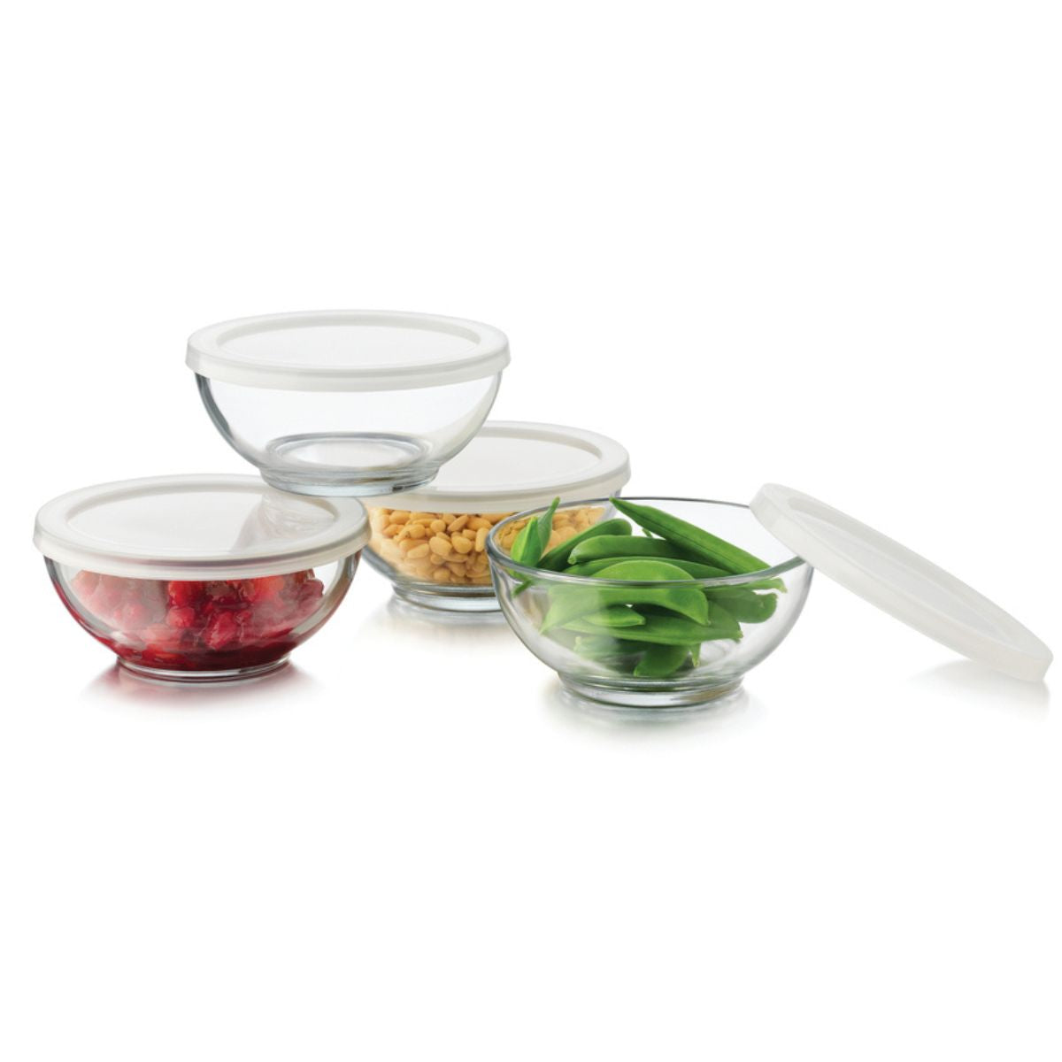 Set De 4 Contenedores De Vidrio Con Tapa