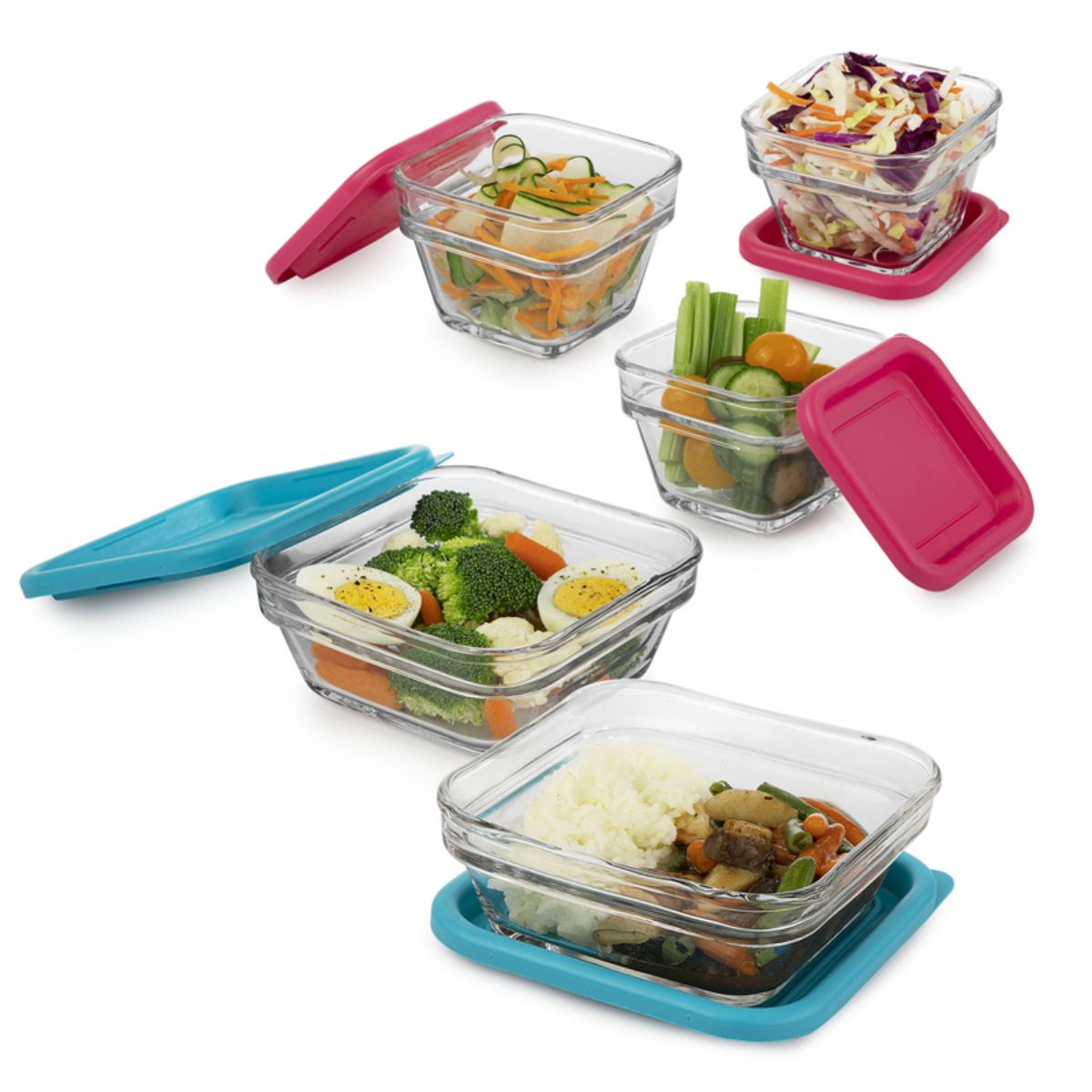 Set De 10 Contenedores De Vidrio Con Tapa