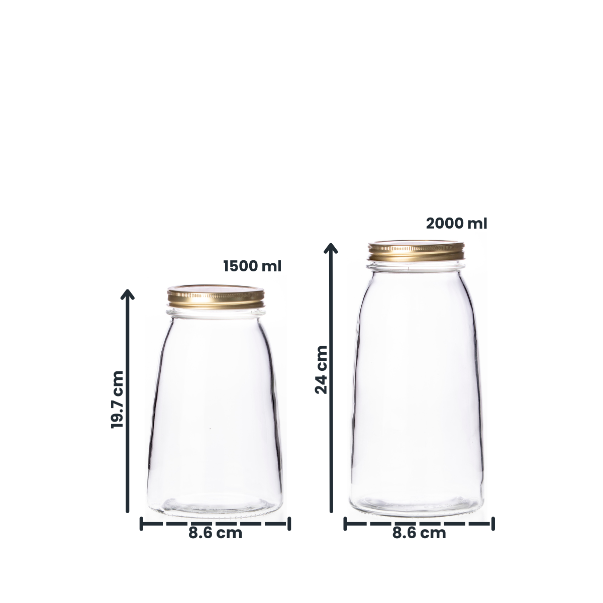 Flexy - Set De 10 Contenedores De Vidrio Con Tapa Dorada.