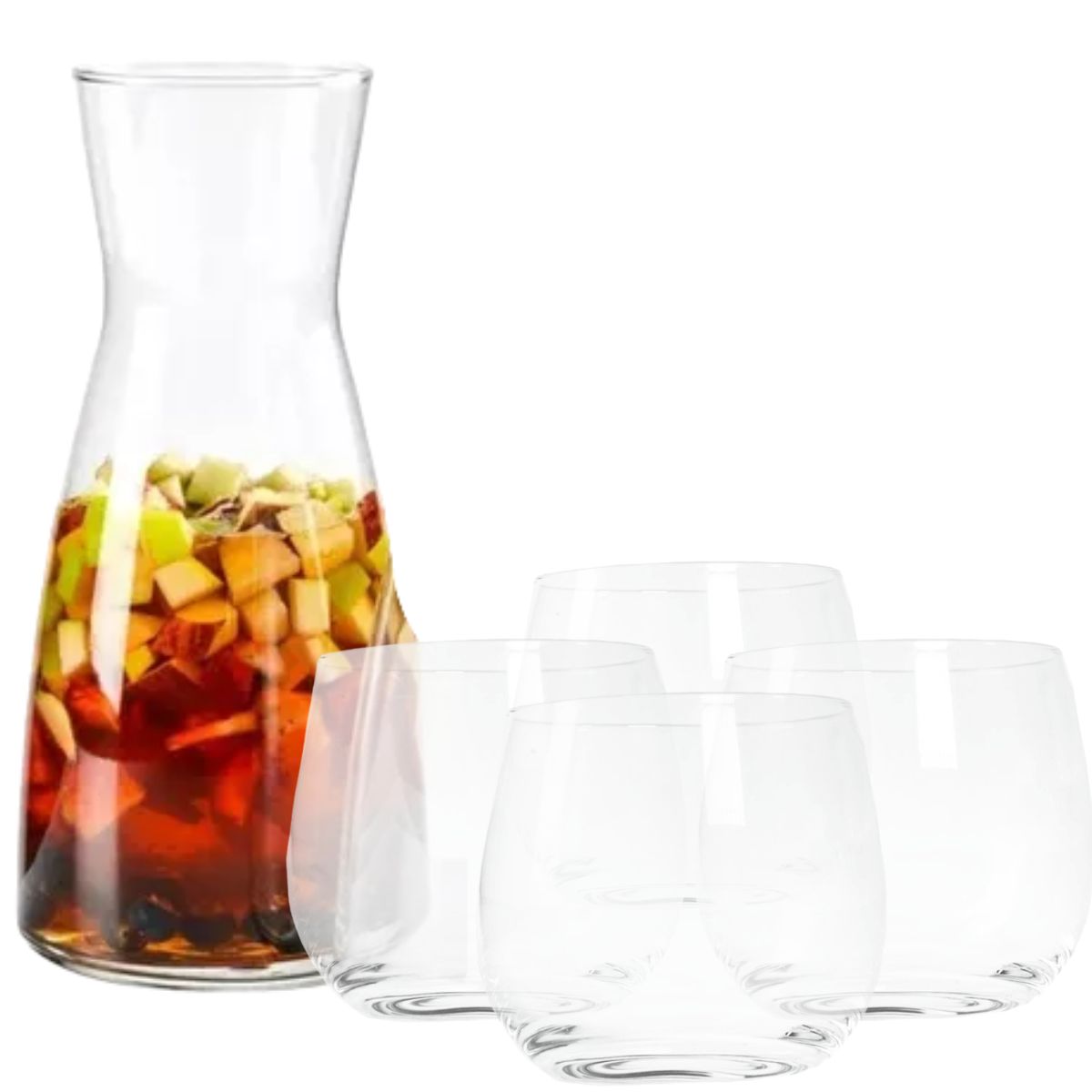 Torino - Set de Jarra De Vidrio 1 Lt y 4 Vasos De 400 ml