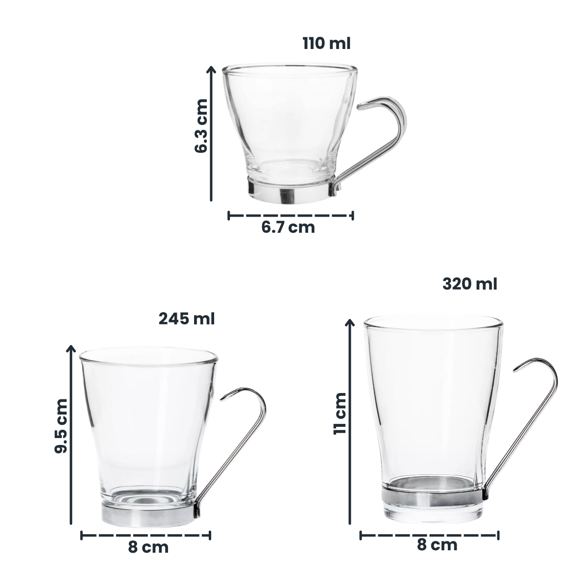 Debora - Juego de Tazas de Vidrio