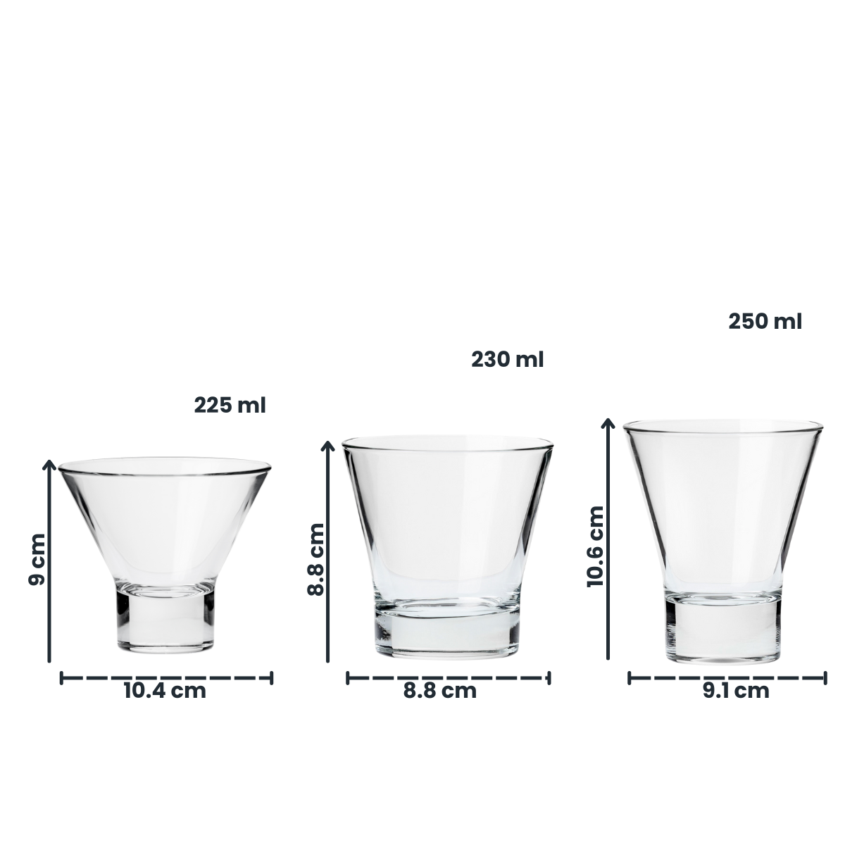 Serie V - Juego De 6 Vasos De Vidrio