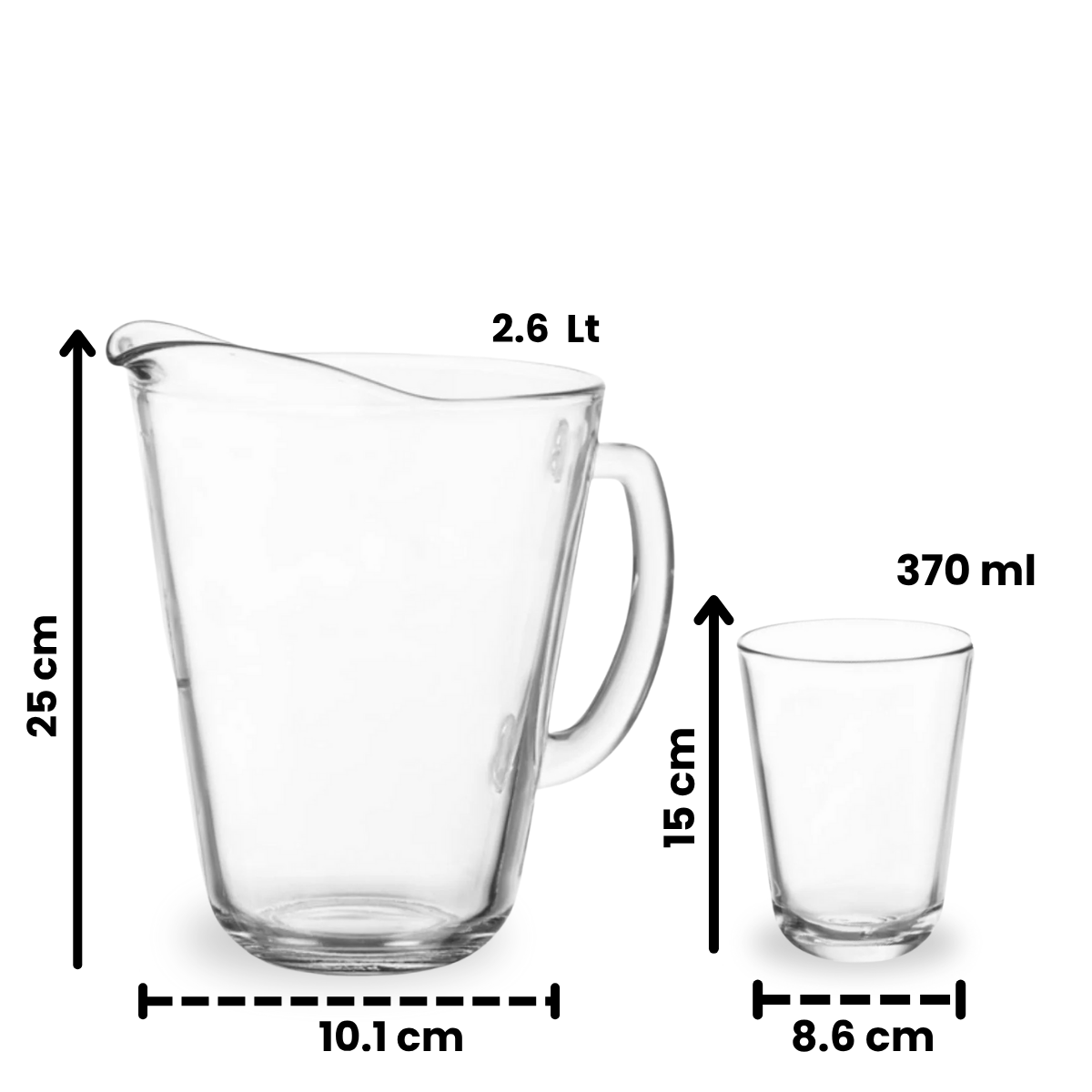 Calypso - Juego 6 De Vasos De Vidrio con Jarra