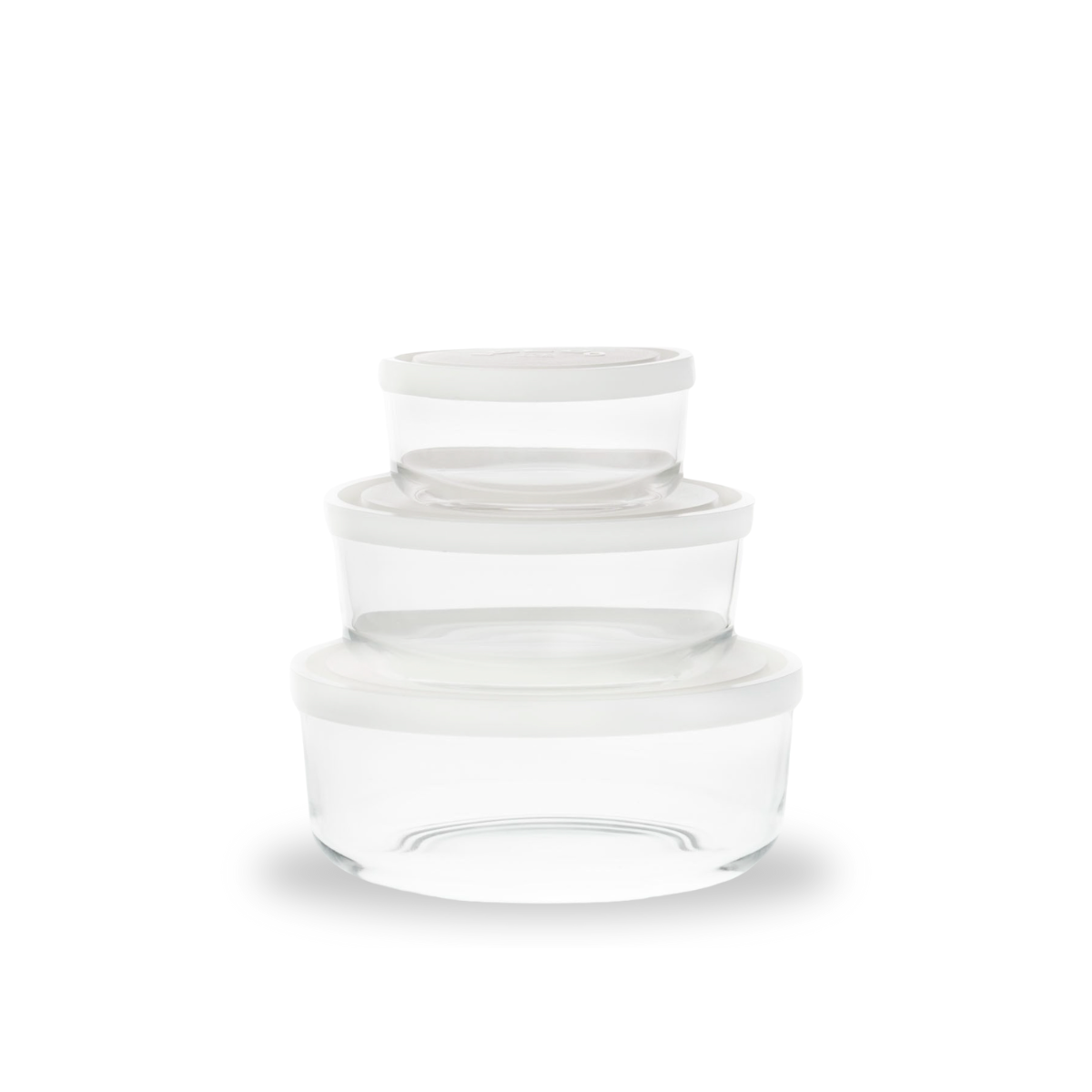 Igloo Circle- Juego de 3 Contenedores Redondos De Vidrio Con Tapa Blanca