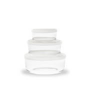 Igloo Circle- Juego de 3 Contenedores Redondos De Vidrio Con Tapa Blanca