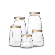 Flexy - Set De 10 Contenedores De Vidrio Con Tapa Dorada.