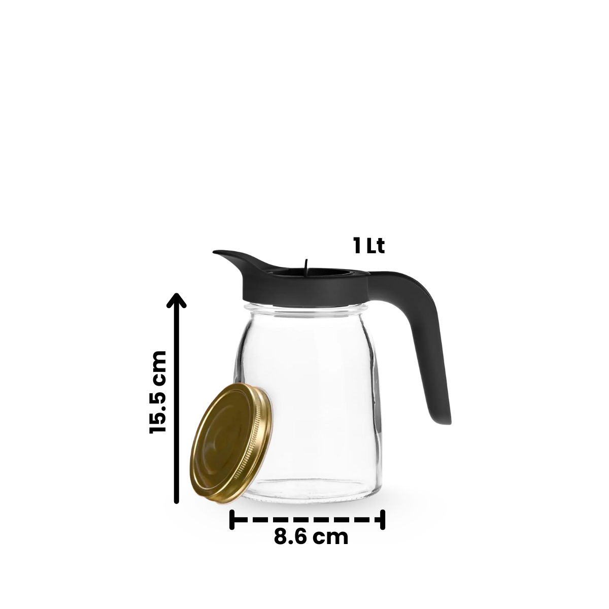 Flexy - Jarra De Vidrio De 1 L con Doble Tapa