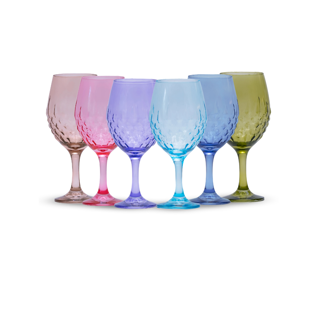 Gaudi Colors - Juego De 6 Copas De Vidrio Pintado 700 ml