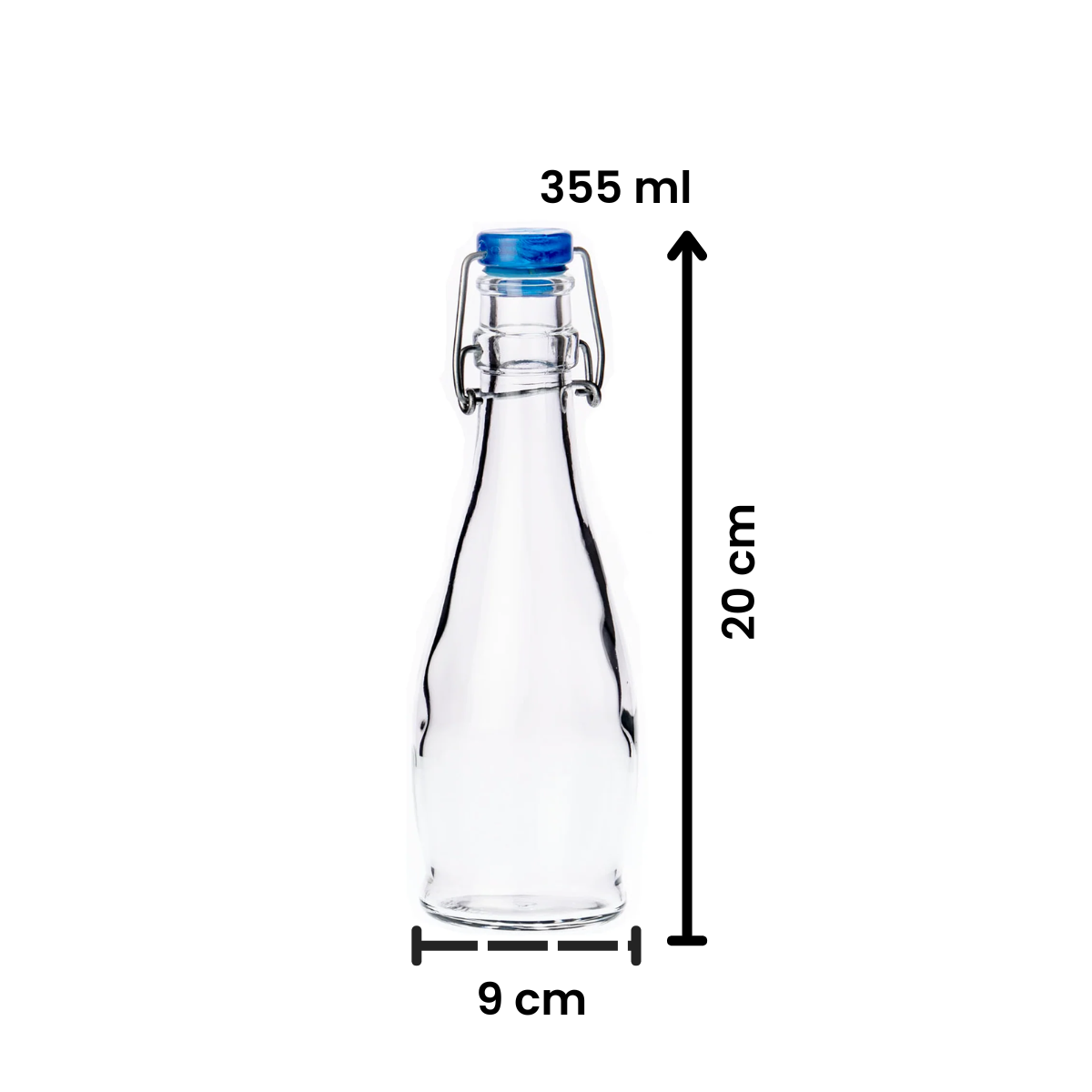 Indro - Botella 355 ml de Vidrio Hermética.
