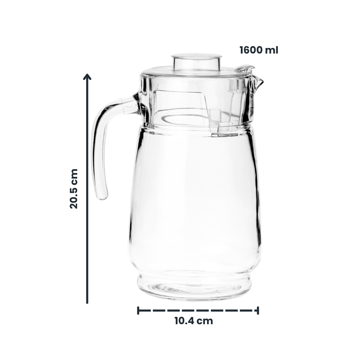 Piacenza 1.6 Lt - Jarra de Vidrio con Tapa de Plástico.
