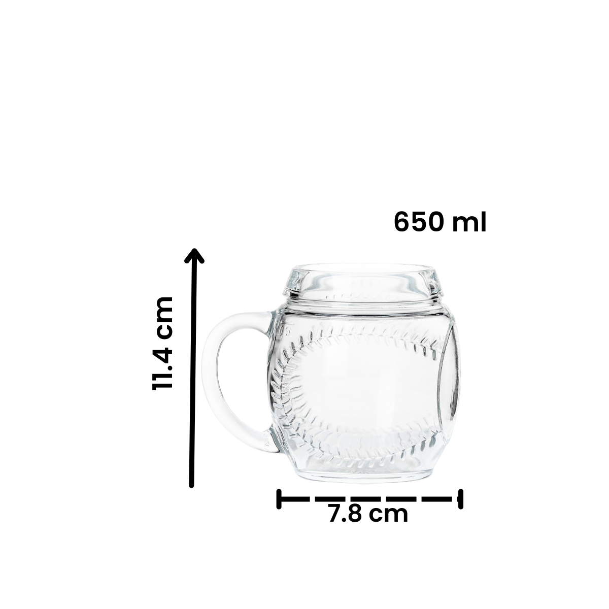 Sports Baseball- Juego de 6 Tarros de Vidrio en forma de Balón de Beisbol.