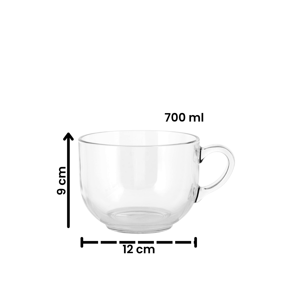 Borgo Tazzota - Juego de 4 Tazas Jumbo de Vidrio.