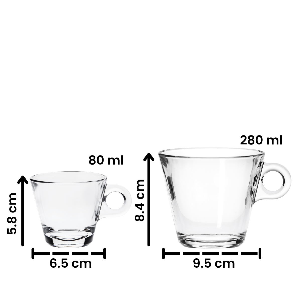 Conic - Juego de 6 Tazas Cafeteras de Vidrio