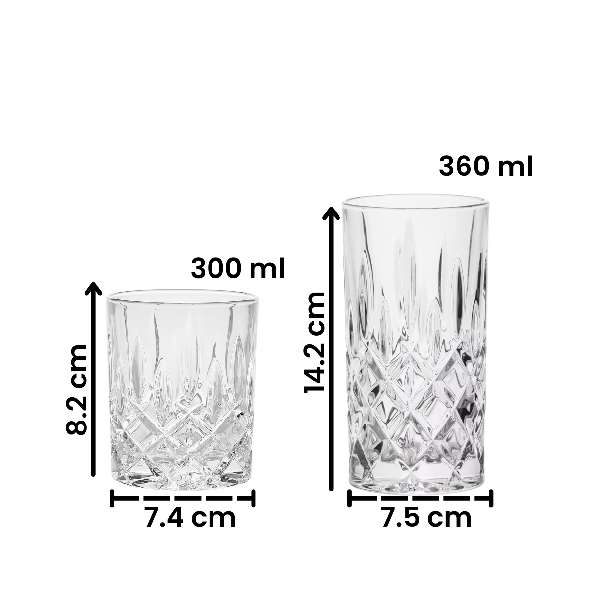 Eternal - Juego De 12 Vasos De Vidrio Tipo Cortado