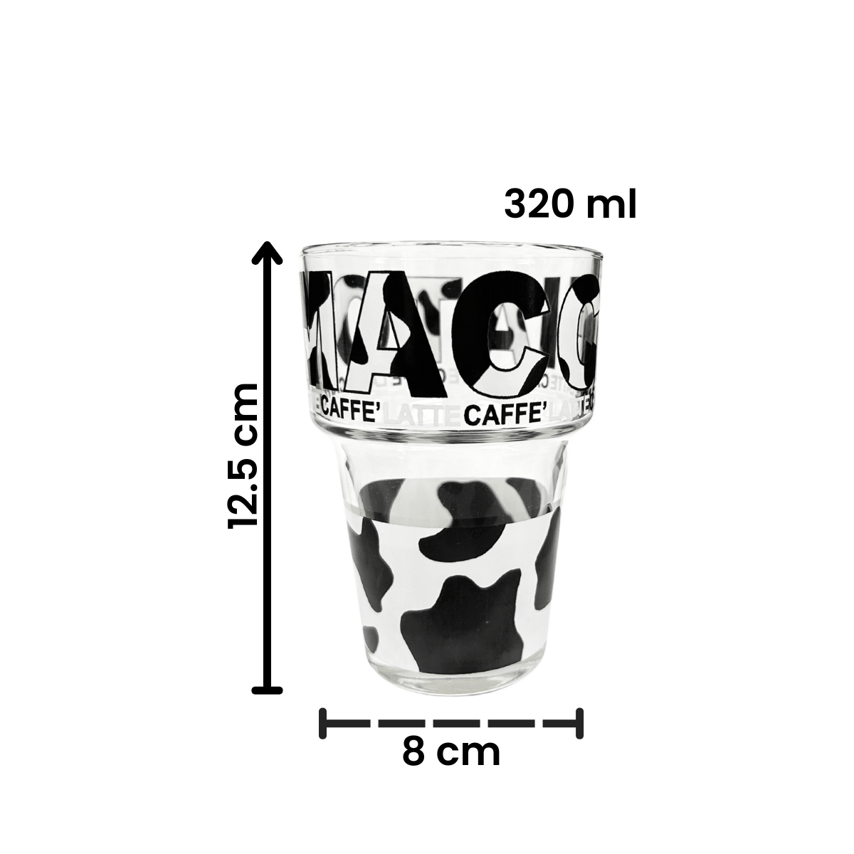 Latte Machiato - Juego De 6 Vasos de Vidrio Para Café 320 Ml
