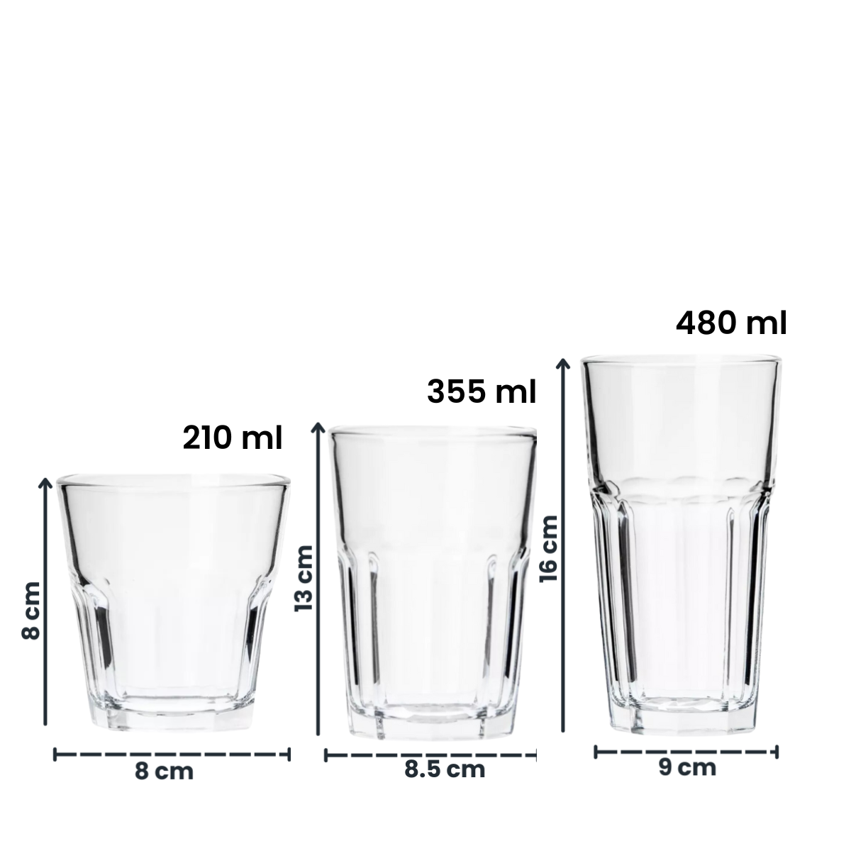 London - Set De 18 Vasos De Vidrio Altos Y Bajos