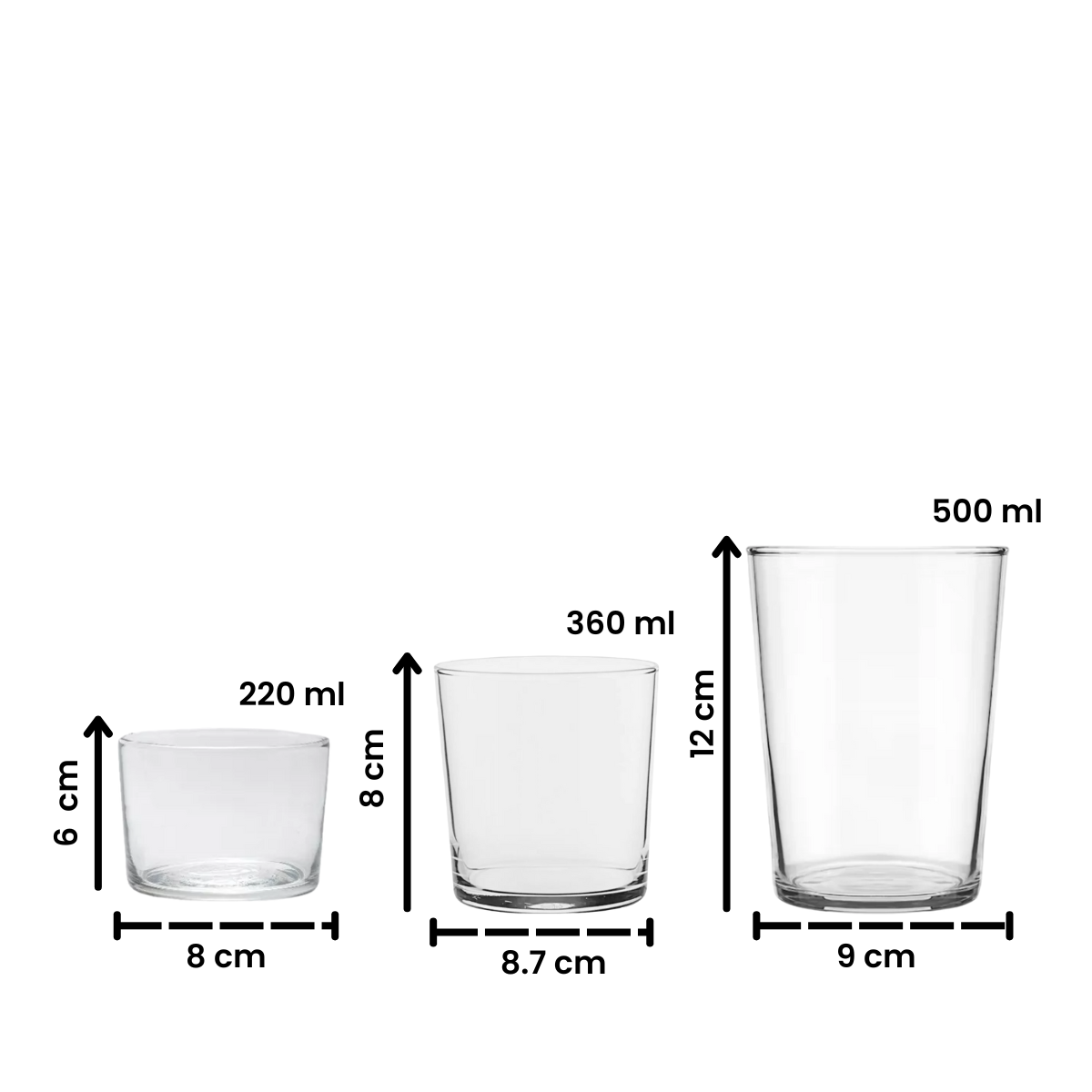 Taska -  Juego de 12 Vasos de Vidrio