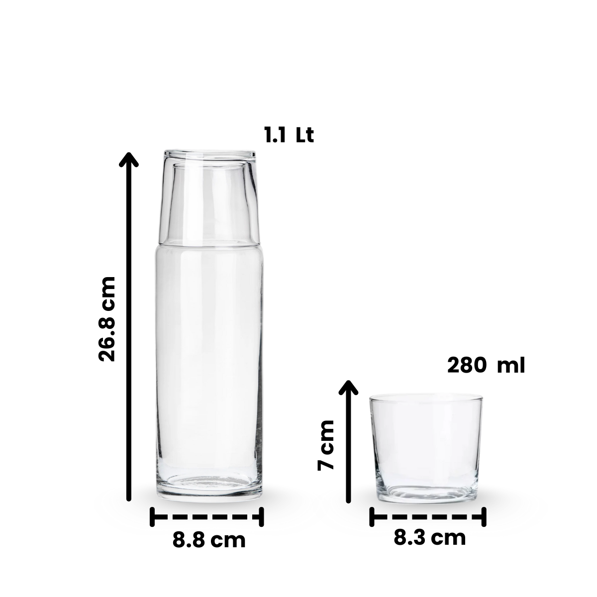 Olimpia - Botella de Vidrio con Vaso Tipo Polka