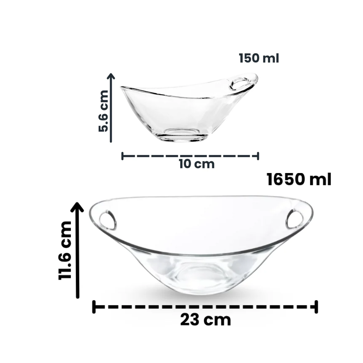 Practica - Juego de 5 Ensaladeras de Vidrio