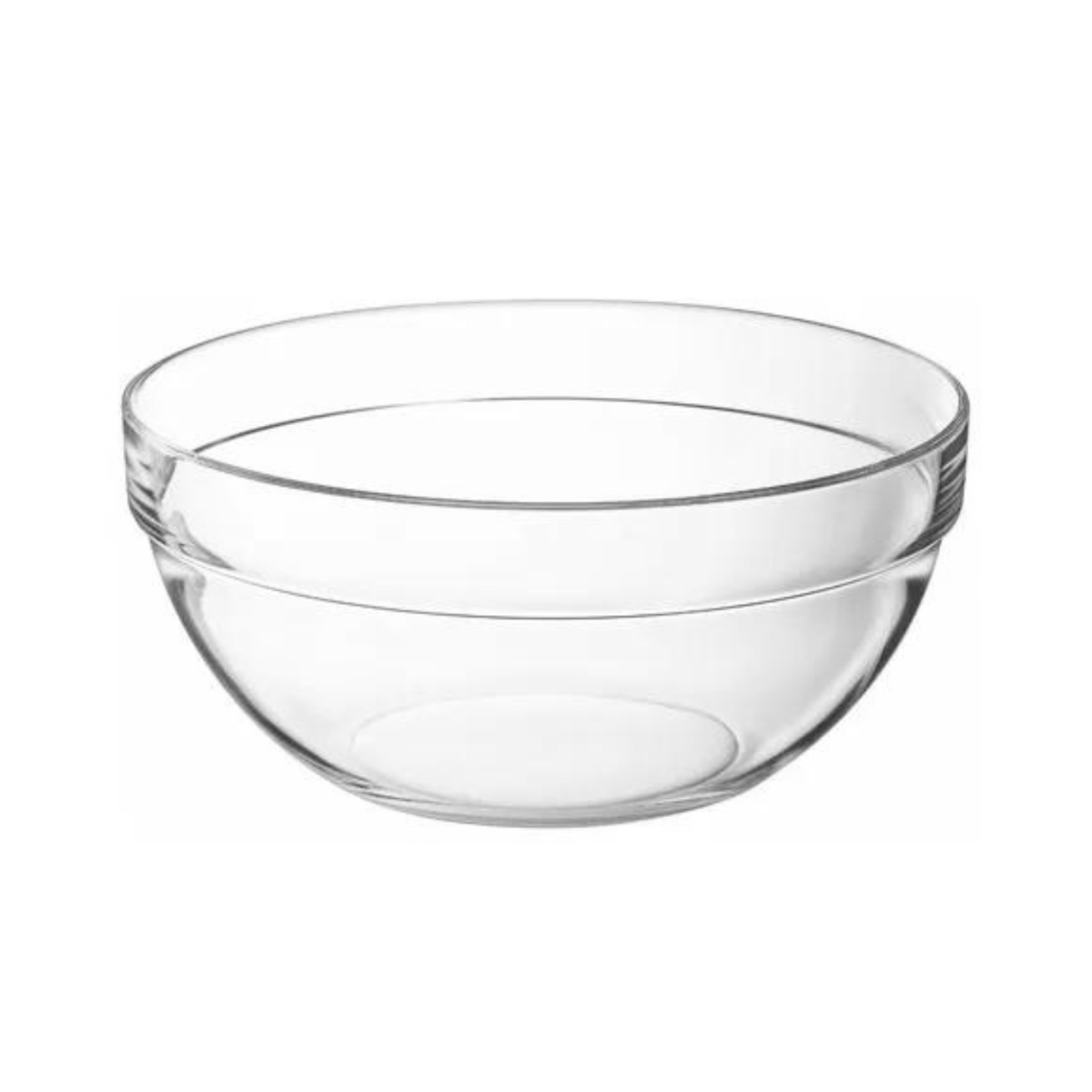 bowl de vidrio apilable en fondo blanco