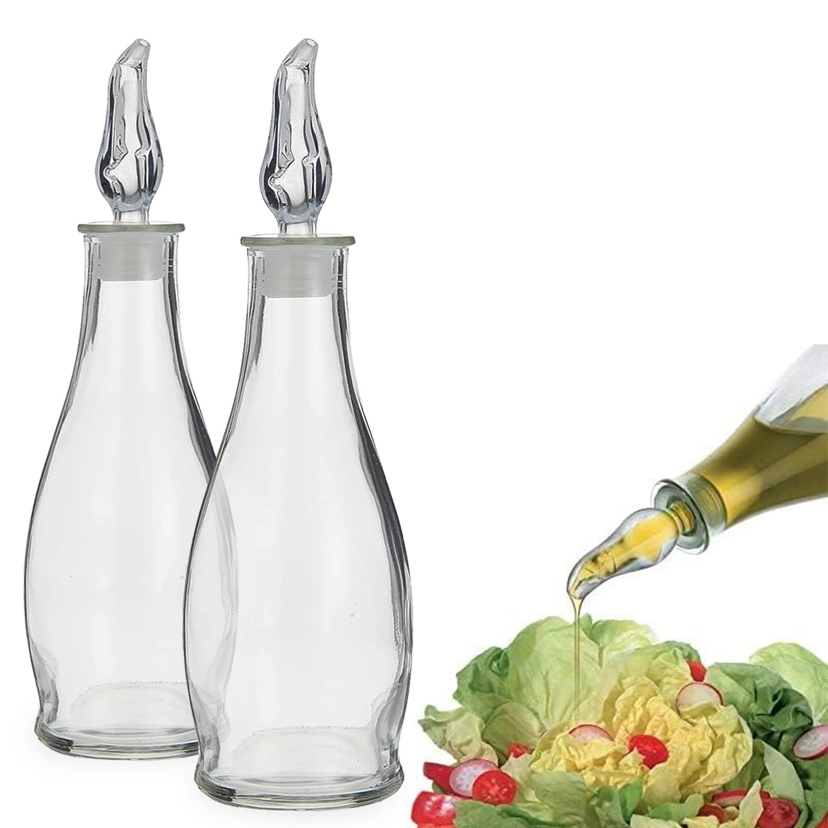 Indro - Juego de 2 Aceiteras de Vidrio con tapa