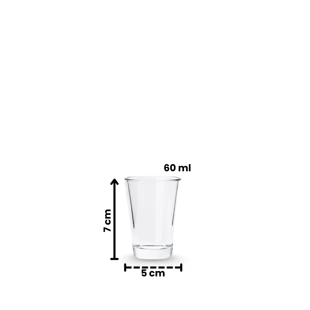 conic caballito de vidrio con medidas en fondo blanco