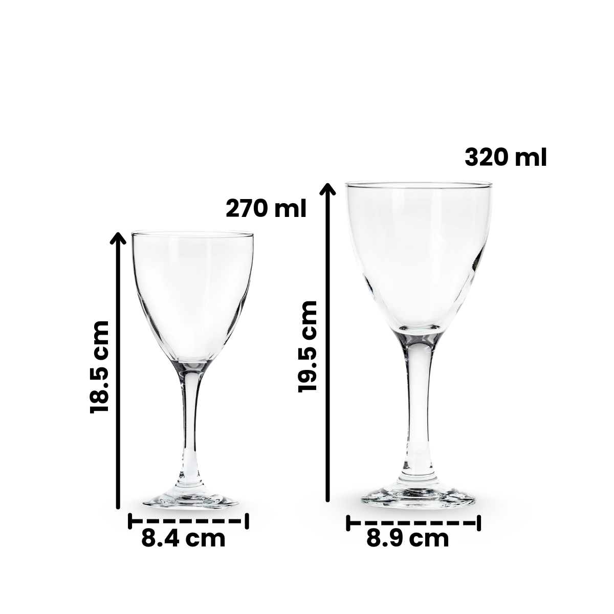 Venere - Juego De 6 Copas De Vidrio Para Vino o Agua de Varios Tamaños