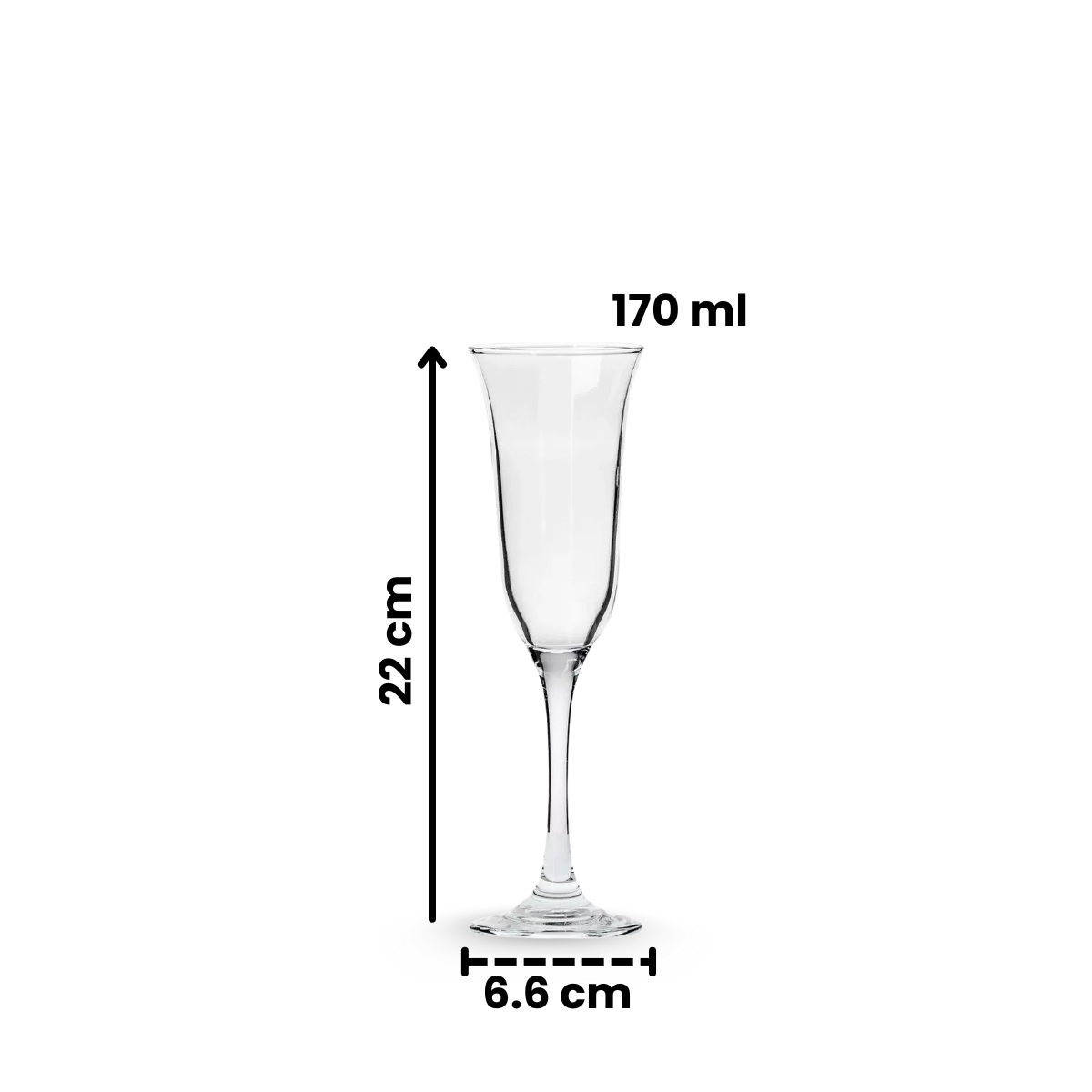 Elba - Juego de 6 Copas Champagne, Vidrio 170 Ml