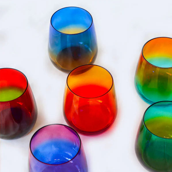 vasos degradados de colores técnica en vidrio spary para uso diario