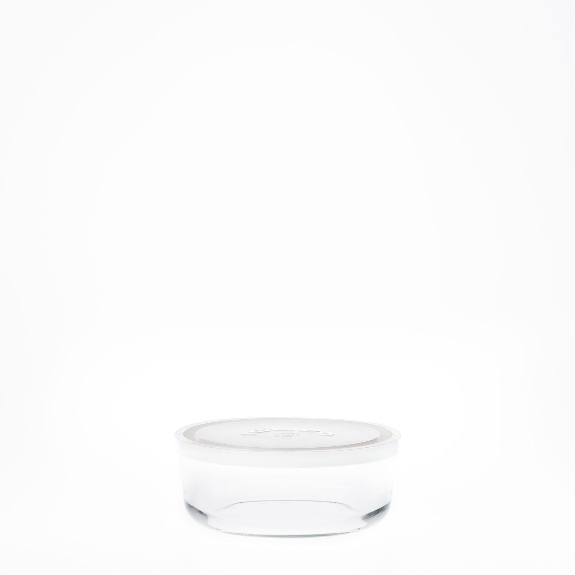 contenedor de vidrio con tapa blanca de 15 cm redondo para cualquier sobra de comida apilable