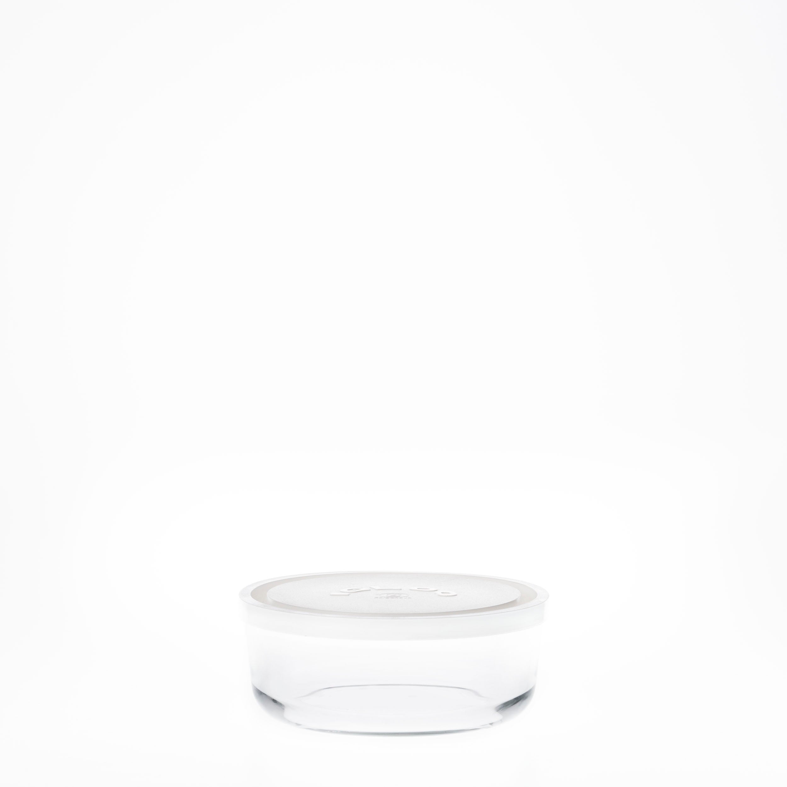 contenedor de vidrio con tapa blanca de 15 cm redondo para cualquier sobra de comida apilable