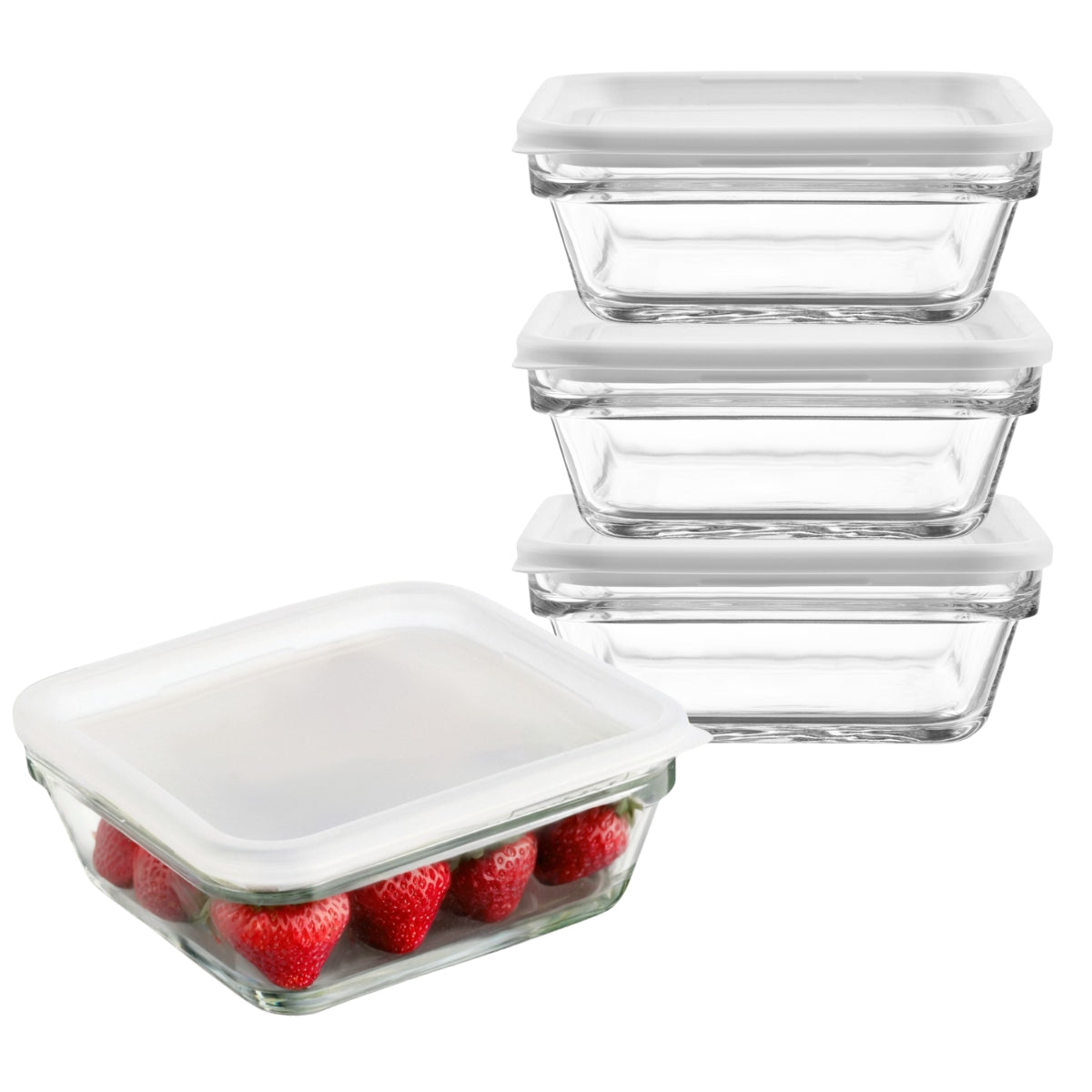 Set De 4 Contenedores De Vidrio Con Tapa