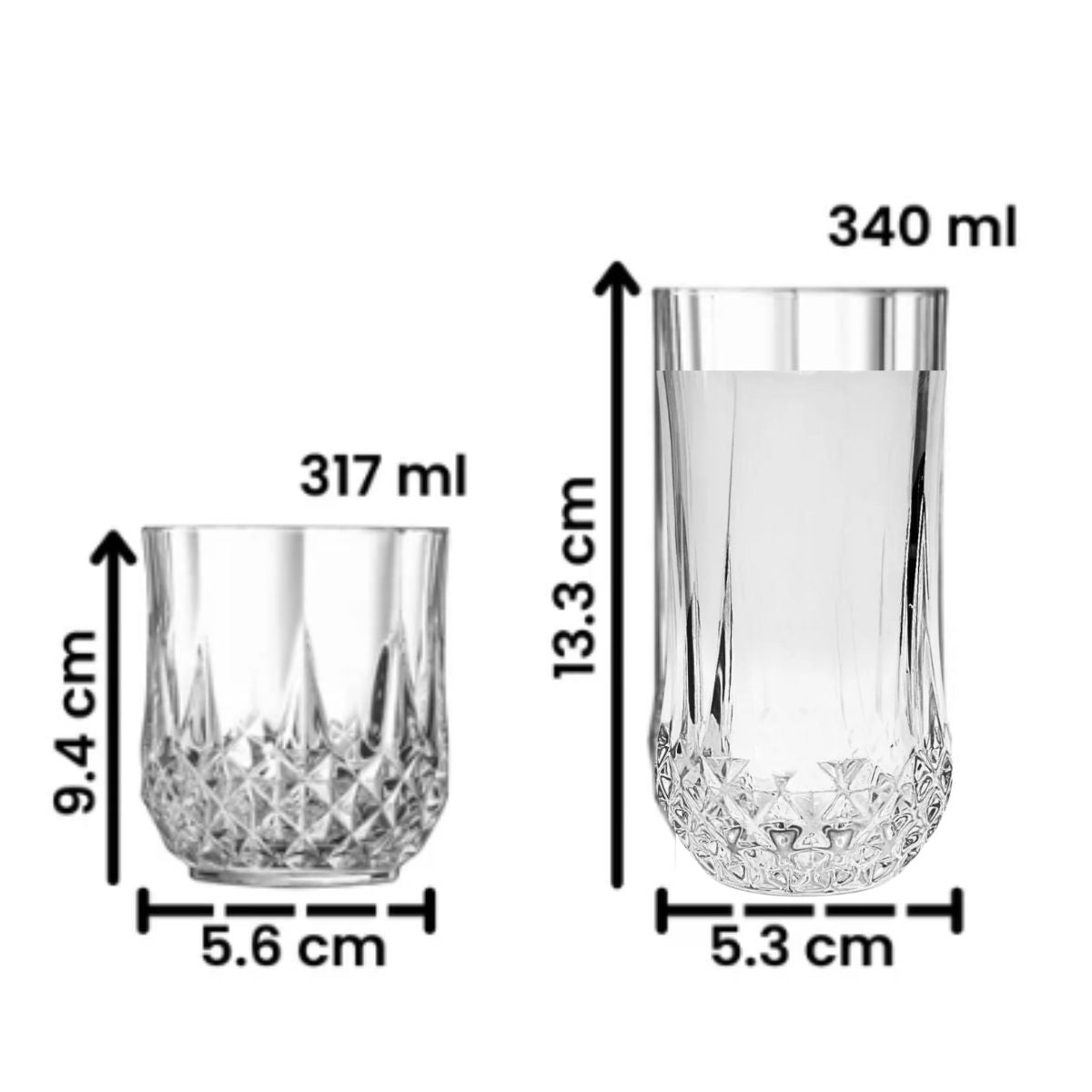 Unicus - Juego De 12 Vasos De Vidrio Tipo Cortado