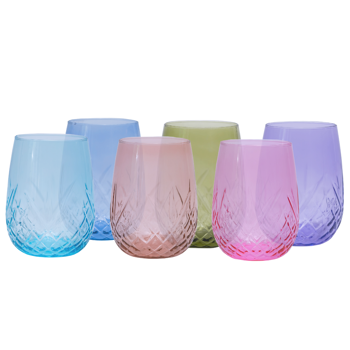 Rococo Colors - Juego De 6 Vasos De Vidrio Pintado