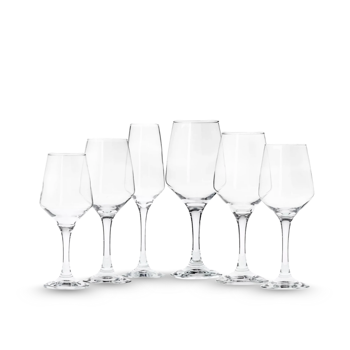 Contea copas de vidrio de varios tamaños para uso en restaurantes, hoteles o casa