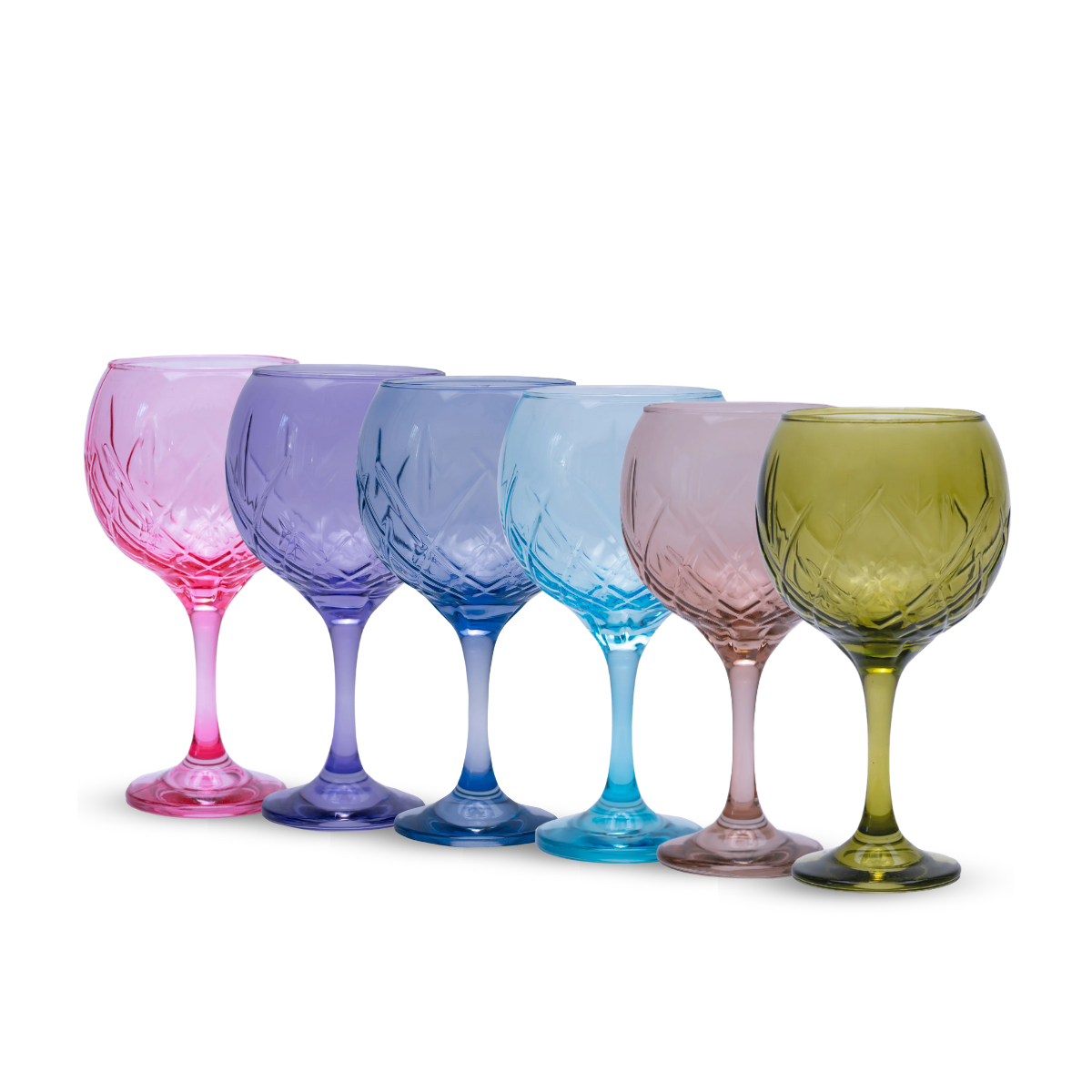 Rococo Colors - Juego De 6 Copas De Vidrio Pintado