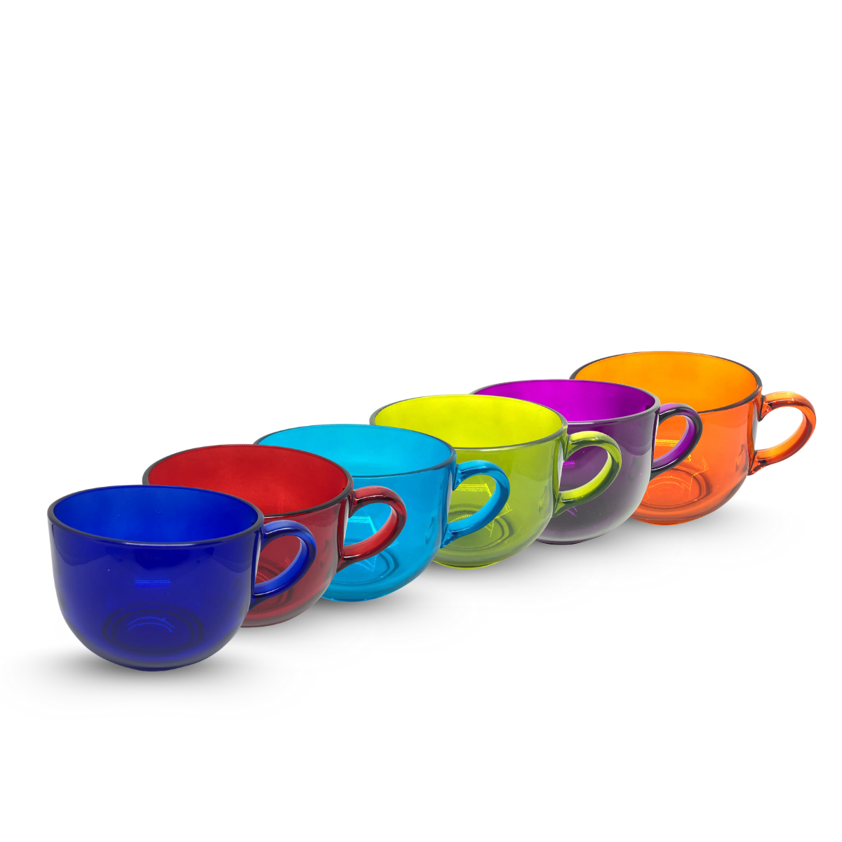 Borgo Tazzota - Juego de 6 Tazas  Jumbo de Vidrio de color .